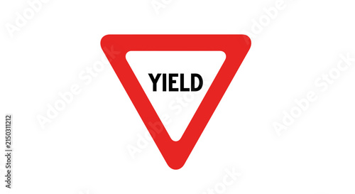 Yield road sign with red triangle with red triangular yield sign black text white background driving instruction traffic control warning sign
