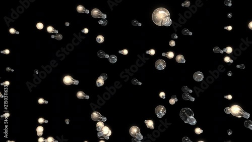 Falling Glowing Light Bulbs loop animation Innovation Overlay