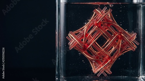 Bio Cyber Frosted Red Glass Copper Wire Lattice Background