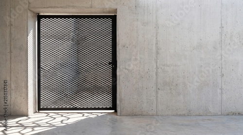Gray Steel Louver Gate White Marble Wall Recessed Light Background