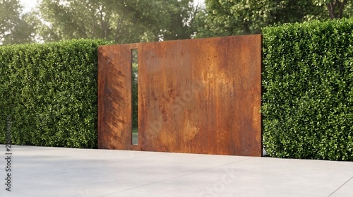 Weathered Corten Steel Rusted Metal Security Gate Panel
