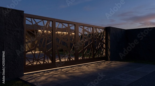 Dark Laser Cut Decorative Metal Gate Luxury Residence