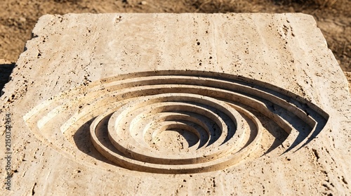 Zen Sand Garden Concentric Circles Terraced Steps Texture