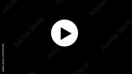 Animated play button on screen. Animation play button