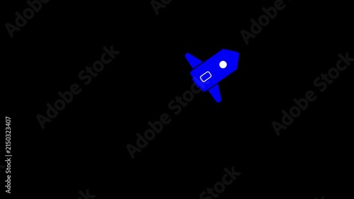 Animated rocket linear icon. Launch spacecraft into cosmos. Space shuttle.Outline motion graphic animation.