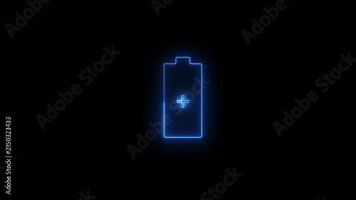 Battery charging symbol motion graphics with plain.Charge icon