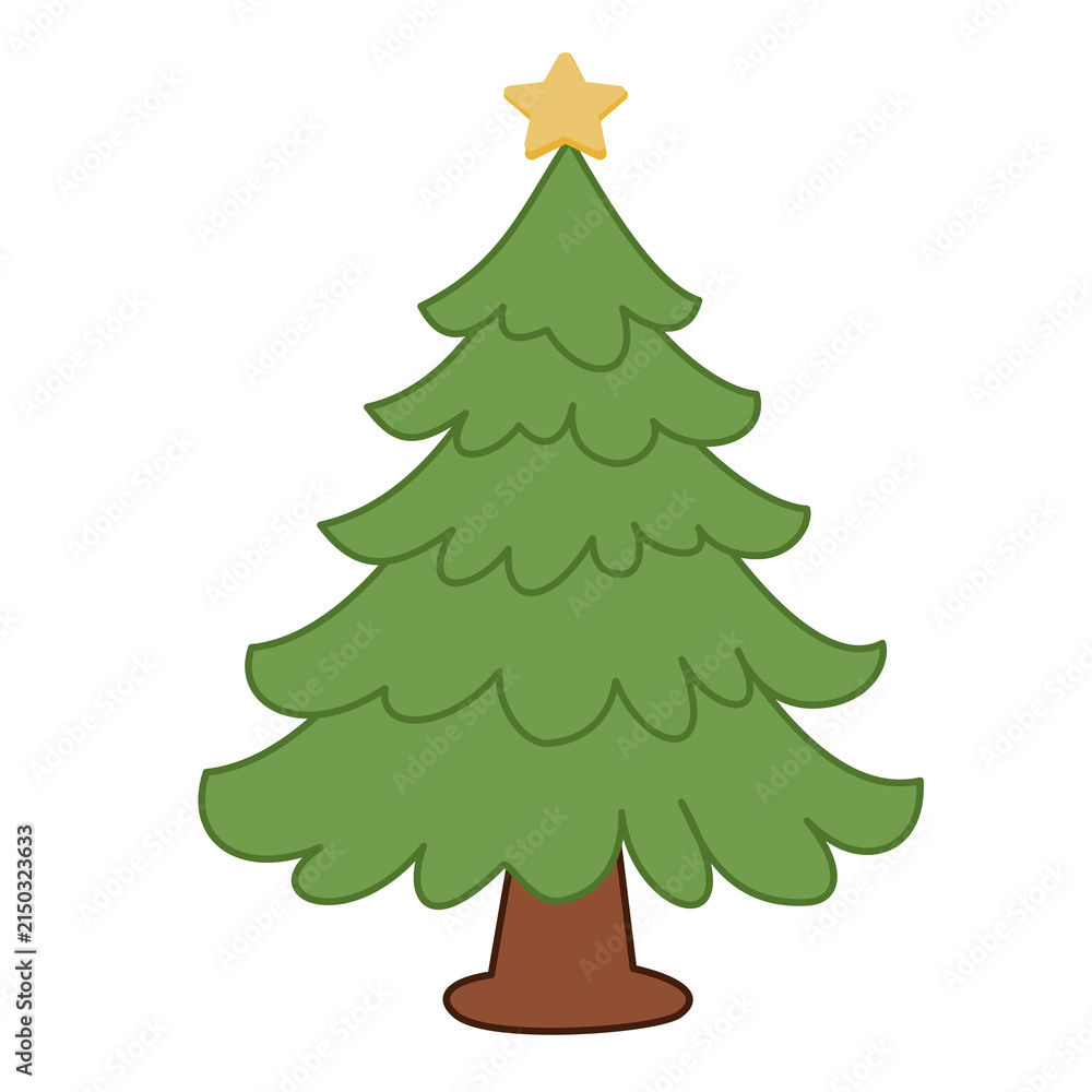 Fototapeta premium Classic Green Christmas Tree with Star