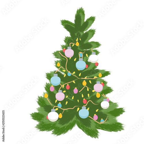 Decorated Christmas Tree with Colorful Ornaments