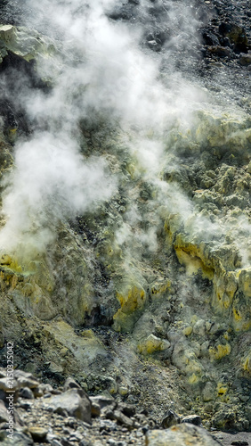 Canvastavla A volcano crater with an acid lake (explosion lake) and steaming fumaroles and hot springs