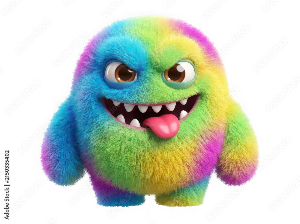 Obraz premium Halloween bright rainbow crochet ghost plushie as clean cutout
