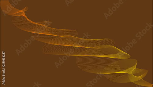 Abstract Orange Flowing Light Waves on Dark Background