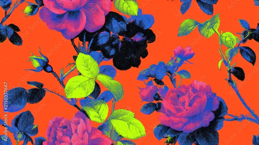 Obraz premium Vibrant floral pop art illustration.