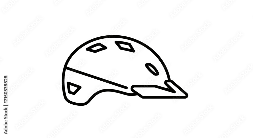 Fototapeta premium Bicycle Helmet Icon Line Art Vector Illustration