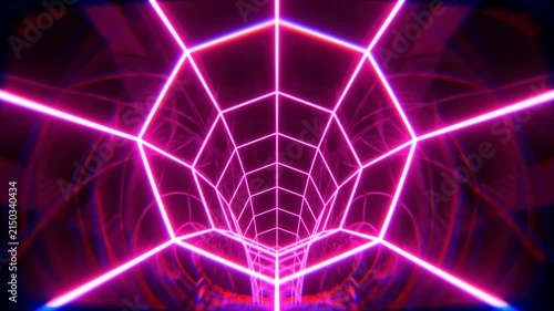 Neon Synthwave Tunnel Loop Background for VJ and Gaming	
