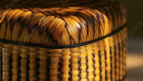 Close-up of a Woven Basket with Natural Fibers.