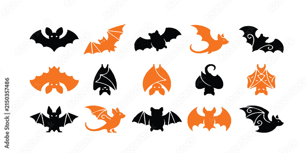 Obraz premium Halloween Bat Silhouette Icon Bundle