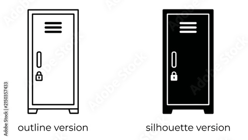 Lockers: Outline and Silhouette. A pair of functional lockers, one presented as a clean outline and the other as a solid silhouette, ready for storage solutions.