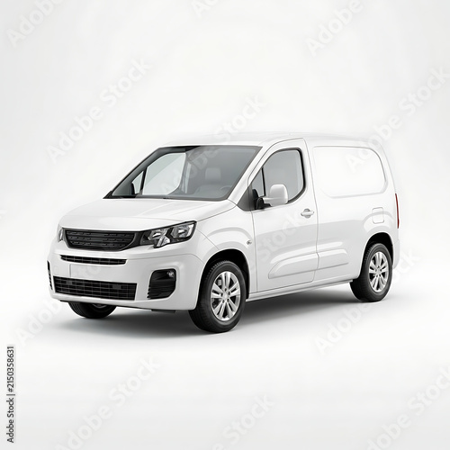 White Commercial Delivery Cargo Van Mockup Isolated on a Transparent Background