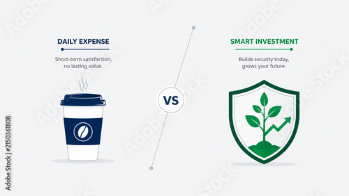 Daily Expense vs Smart Investment Financial Comparison Concept
