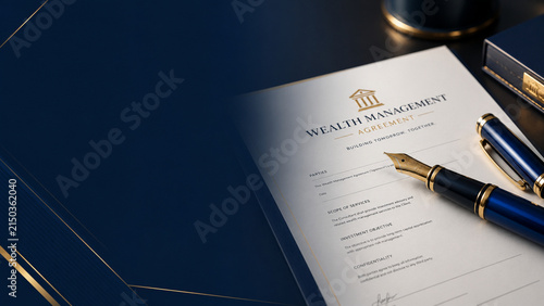Wealth Management Agreement Document with Luxury Pen and Financial Planning