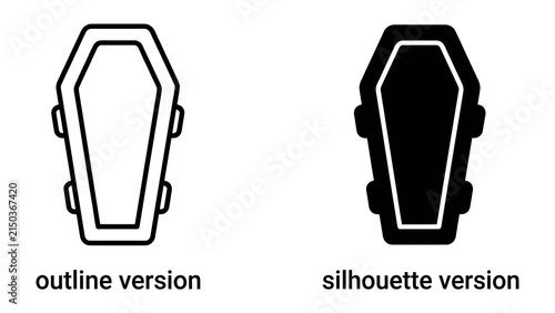 Bild auf Leinwand Coffin Icons: A set of two coffin icons, one in outline and the other as a silhouette, representing death and funeral