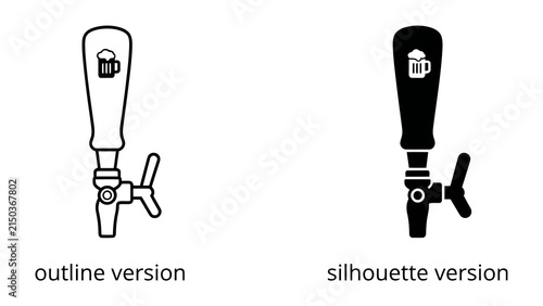 Beer Tap Icons: A graphic representation of a beer tap in both outline and silhouette versions, showcasing the iconic dispenser for draught beverages.