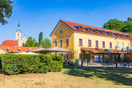 Historical architecture and city park in town of Samobor, northern Croatia. 