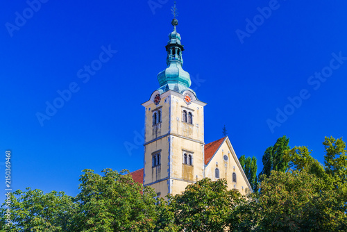 Tower bell of catholic church in the center of Samobor, town in northern Croatia 