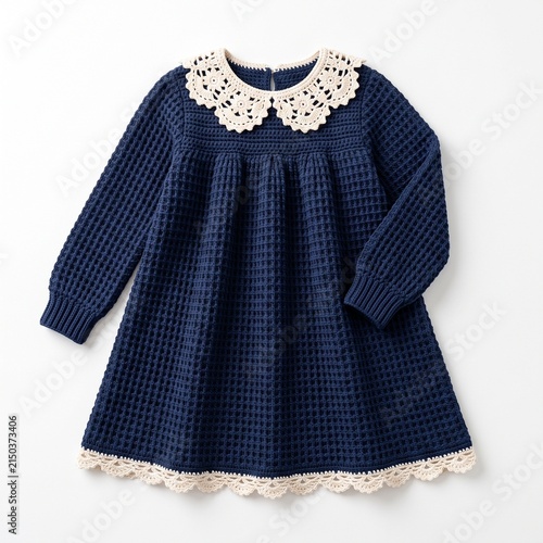Luxury Crochet Baby Girl Long Sleeve Dress With Organic Cotton.