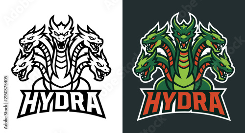Hydra three headed dragon mascot logo design