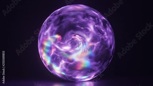 Abstract Purple Energy Sphere With Rotating Nebula Nebula Clouds