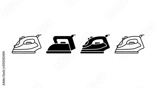 Obraz na płótnie Set of clothes iron icons and silhouettes for household laundry chores