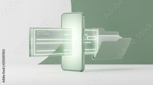 High Speed Fiber Optic Cable Transmitting Rainbow Light Data Stream into Futuristic Computer Hardware Interface