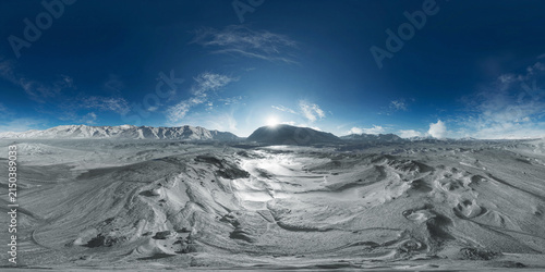Obraz na płótnie Icy Mountain Landscape Equirectangular vr Panorama 3D Render, generative ai