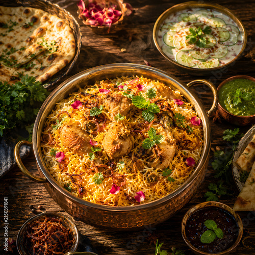 Canvas Print Rustic Copper Pot Biryani Feast