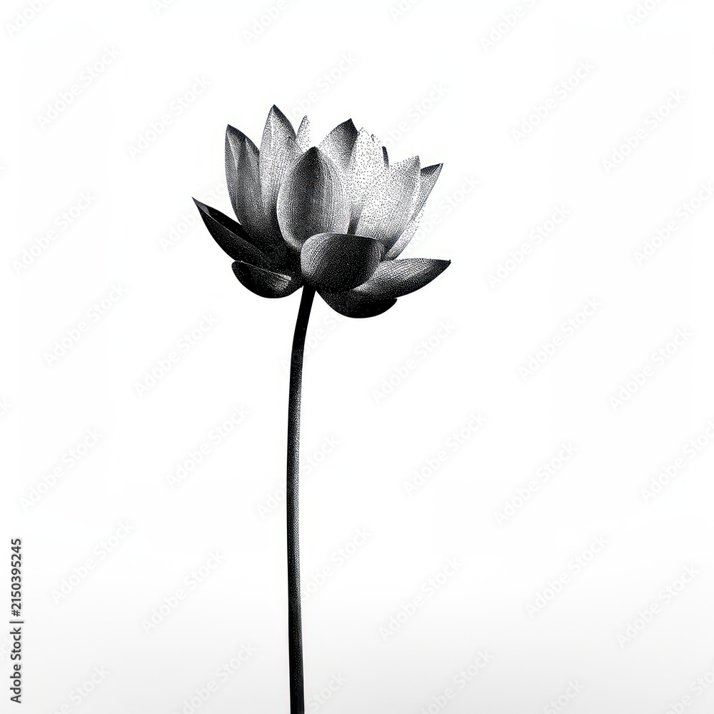 Obraz premium Minimal black and white flower illustration with elegant stem