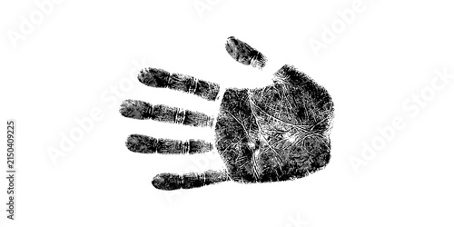 Bild auf Leinwand Black hand print stamp isolated on transparent background realistic human palm silhouette for forensic identification crime scene