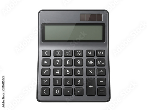 Silver Calculator with Black Keys and Digital Display