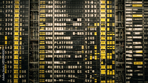Retro Split Flap Departure Board Spinning and Updating Train Schedule with Delay and Platform Details