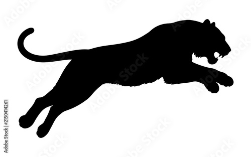 Canvas Print Silhouette of a tiger leaping or attacking