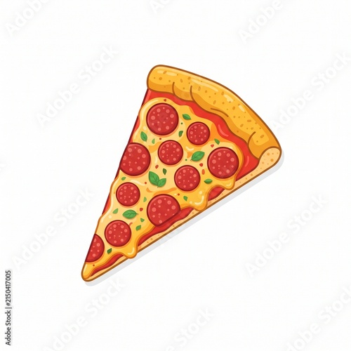 delicious slice of pepperoni pizza vector illustration isolated on white background