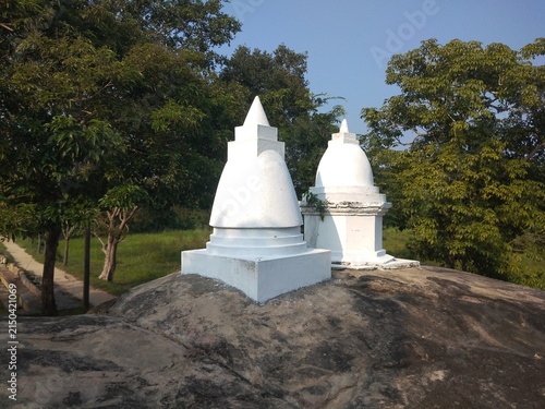 Принти на полотні Ancient Buddhist stupas on a rock