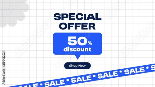 Special Offer 50 Percent Discount Promotional Graphic Animation