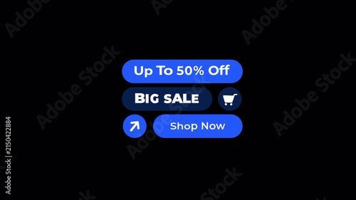 Animated Big Sale Promotion Graphic with Shop Now Button on Transparent Background