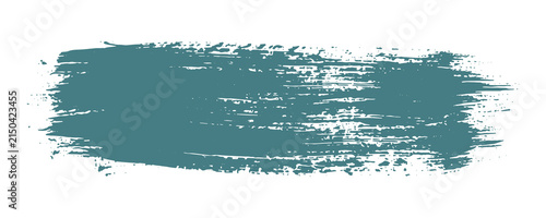 Teal blue paint brush stroke isolated on white background