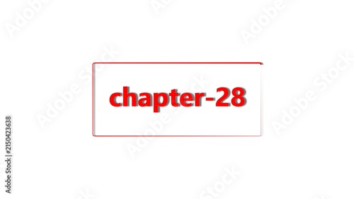 Foto Red text reading chapter-28 centered inside a rectangular frame with a thin red
