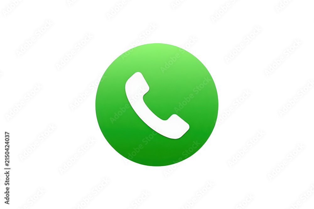 Naklejka premium Green circular phone call icon isolated on transparent background