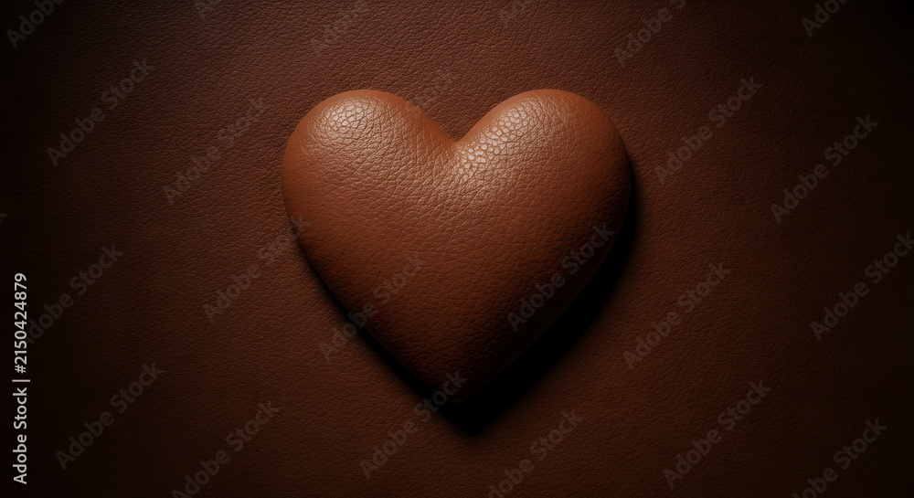 Fototapeta premium Chocolate heart shape on dark cocoa powder background for romantic holiday celebration