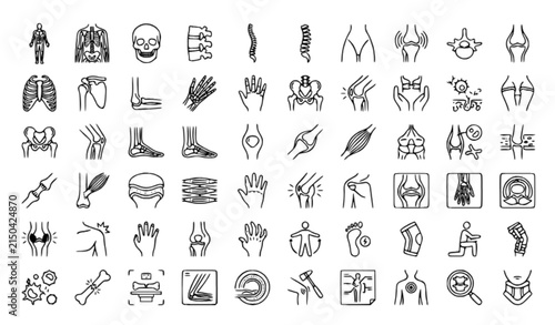 Joint Pain and Musculoskeletal Anatomy Thin Line Icon Collection