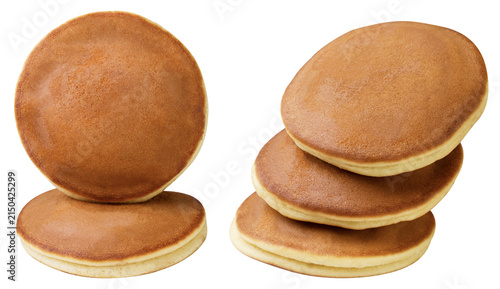 Bild auf Leinwand Dorayaki Japanese pancakes stacked and isolated on white background high resolut